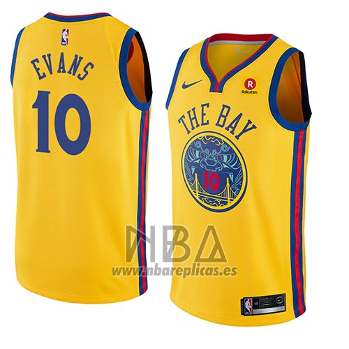 Camiseta Golden State Warriors Jacob Evans III NO 10 Ciudad 2017-18 Oro
